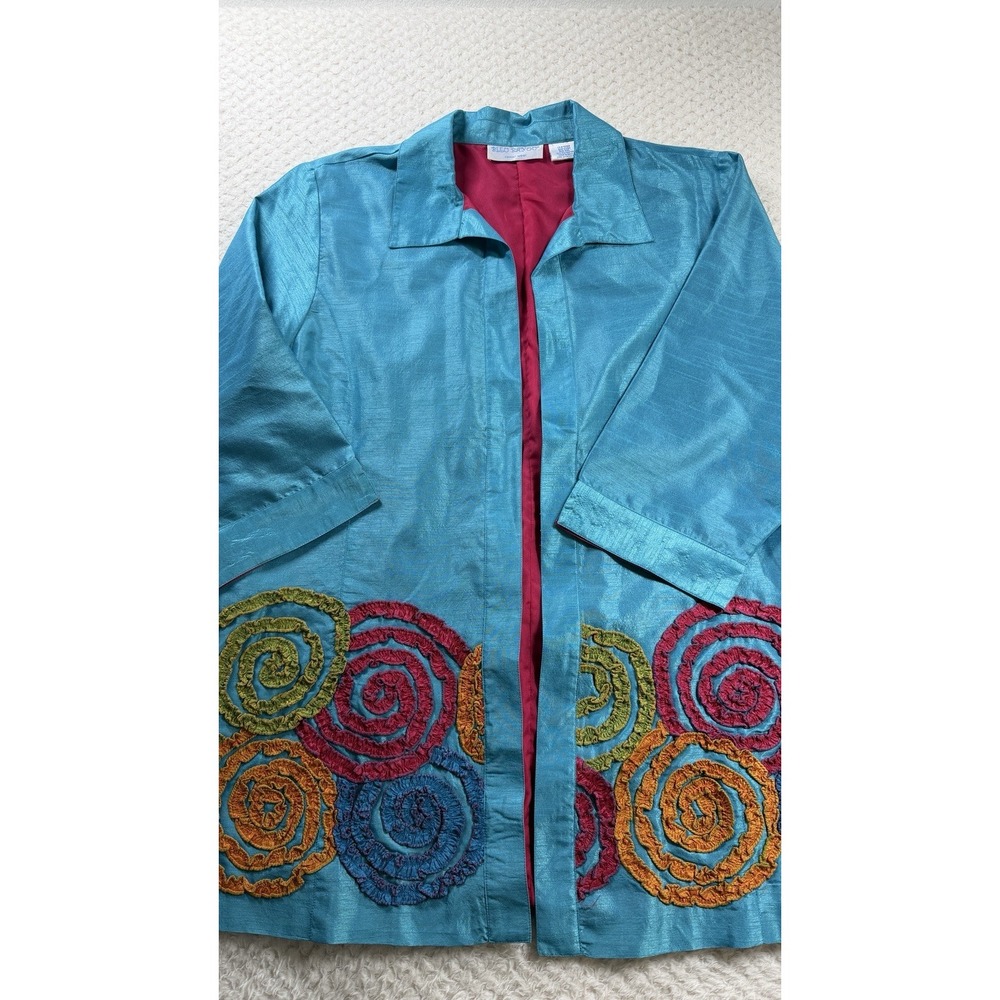 Bleu Bayou Stunning Appliqué, Lined Jacket w/inside Pocket, 3/4 Sleeve Sz XXL